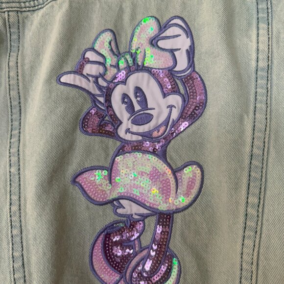 Disney Girls Minnie Mouse Denim Jean Jacket Size 7/8 - Preloved - Picture 3 of 7